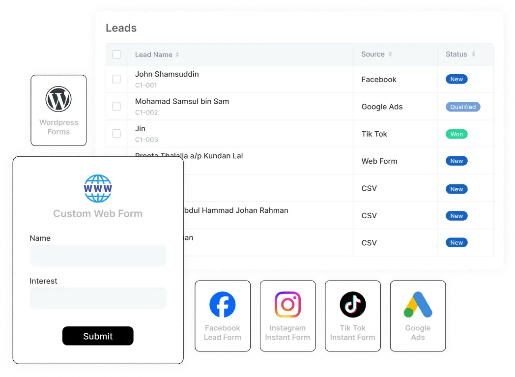 Capture leads from multiple ads instantly into Leaf CRM