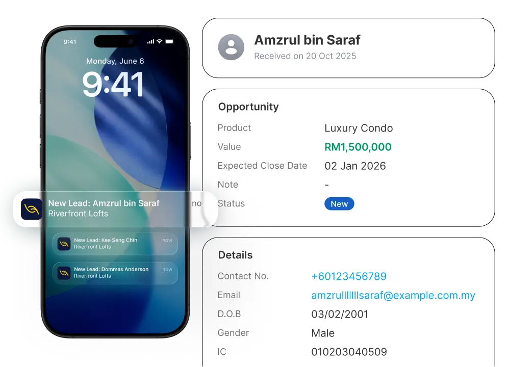 Leaf CRM auto-assigns leads automatically to salesperson and salesperson receives instant notification via Leaf CRM app, the moment a lead is assigned to them.